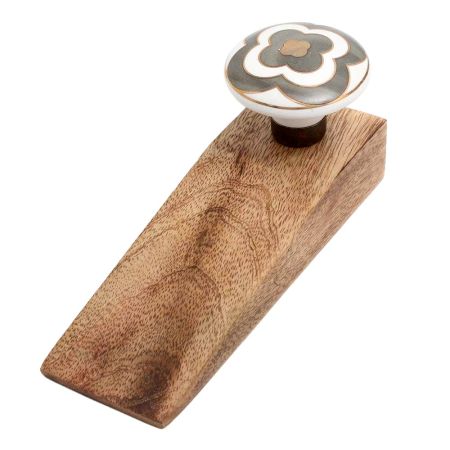 Golden Floral Ceramic Wooden Door Stopper